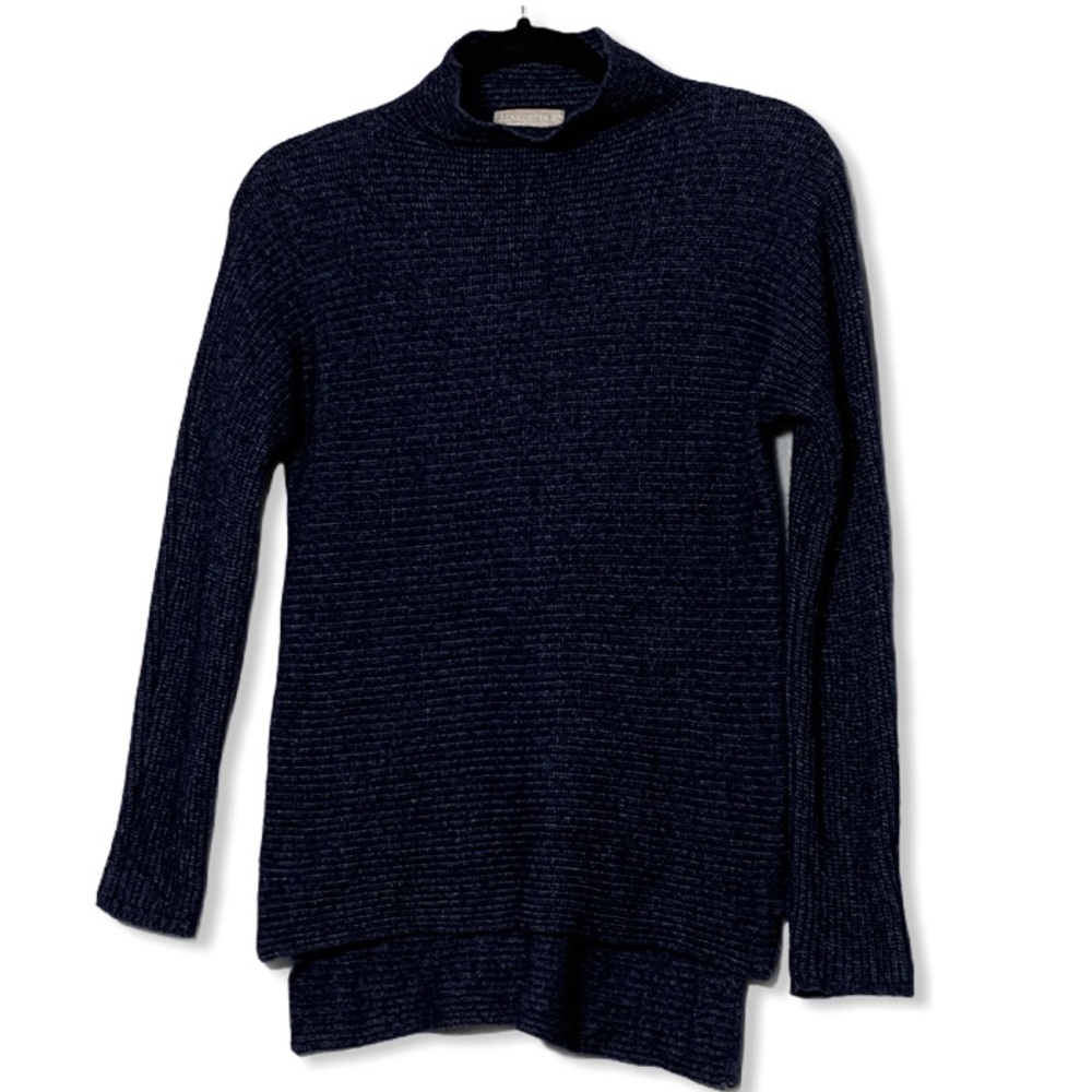 Benedetta B Wool Cashmere Hi Low Mock Neck Sweater